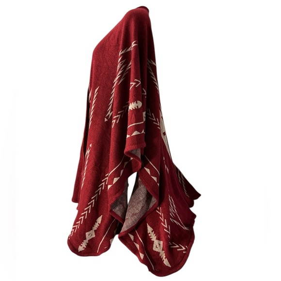 Francesca’s Southwest Print Poncho Wrap OS NWT Boho Open Front Kimono Style - Picture 4 of 11